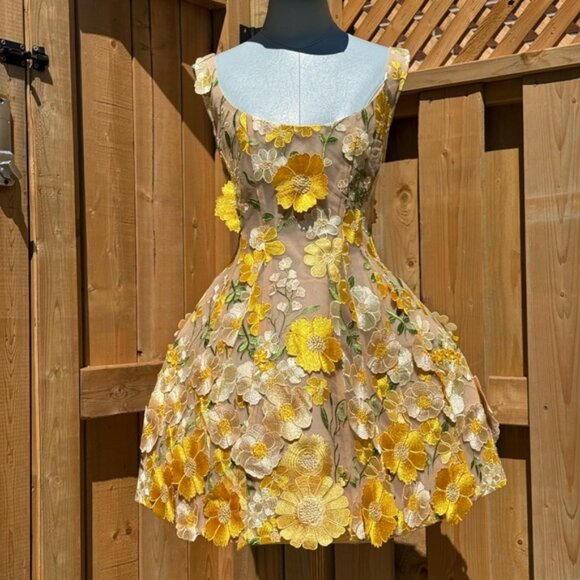 🆕 BRONX & BANCO 🧿 NWOT Jasmine Maraya Structured Mini Dress, Yellow Sz S US 4 - Picture 4 of 16